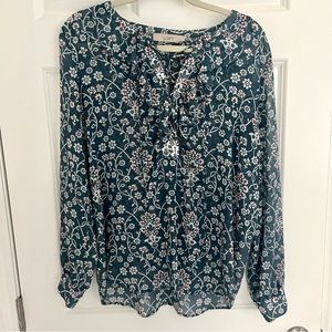 Blue with red and white flowers blouse from LOFT